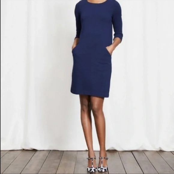 Boden | Dresses | Boden Navy Smooth Seam Detail Grandmillennial Sheath Dress  Size 6r | Poshmark